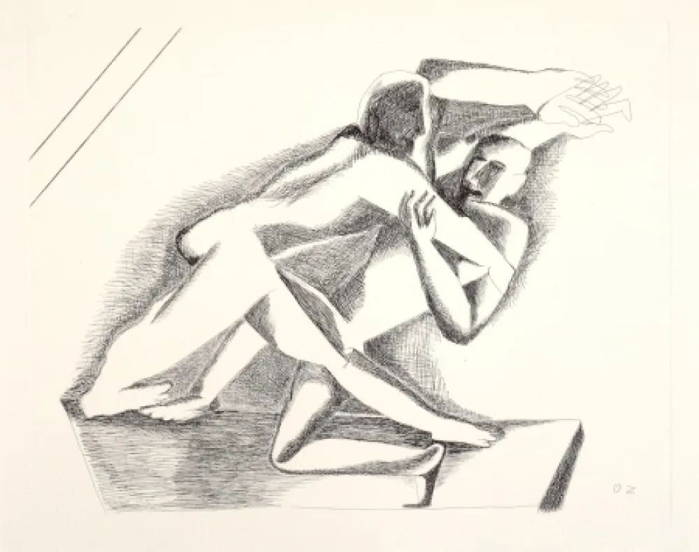 Etching Zadkine - Les lutteurs