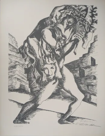 Lithograph Zadkine - Mythologie Hercule et la biche de Cérynie
