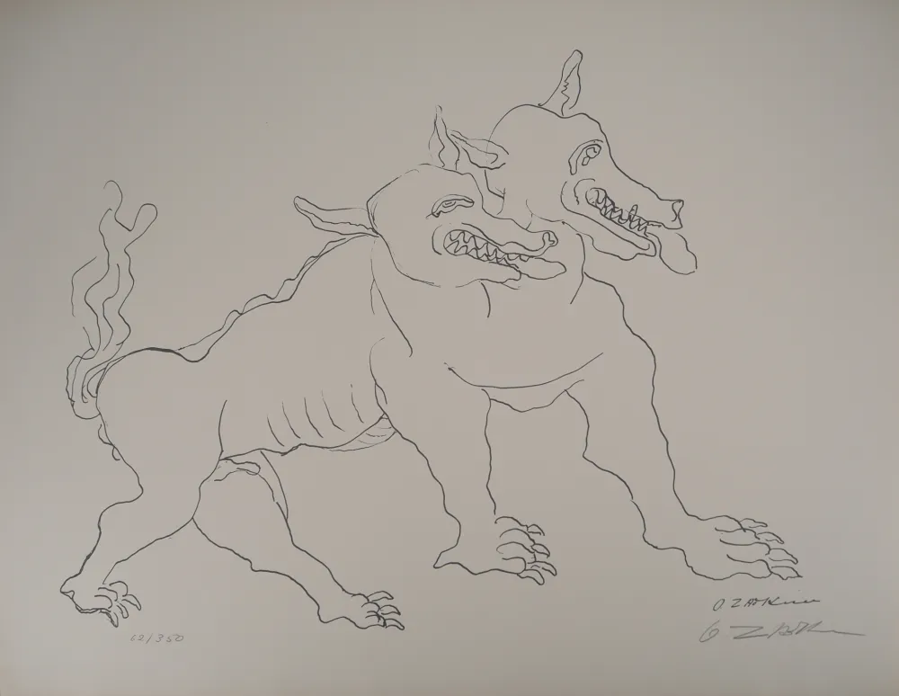 Lithograph Zadkine -  Mythologie Hercule et le Cerbère