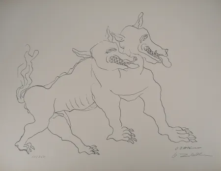 Lithograph Zadkine -  Mythologie Hercule et le Cerbère