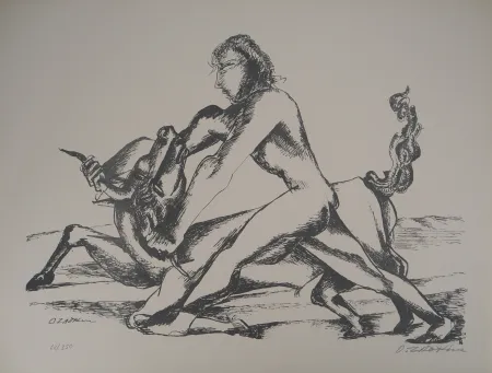Lithograph Zadkine -  Mythologie Hercule et le Taureau du roi de Crète
