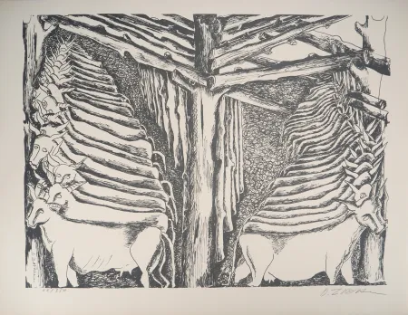 Lithograph Zadkine - Mythologie : Hercule et les écuries d'Augias