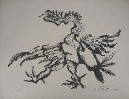 Lithograph Zadkine -  Mythologie Hercule et l'oiseau du lac Stymphale