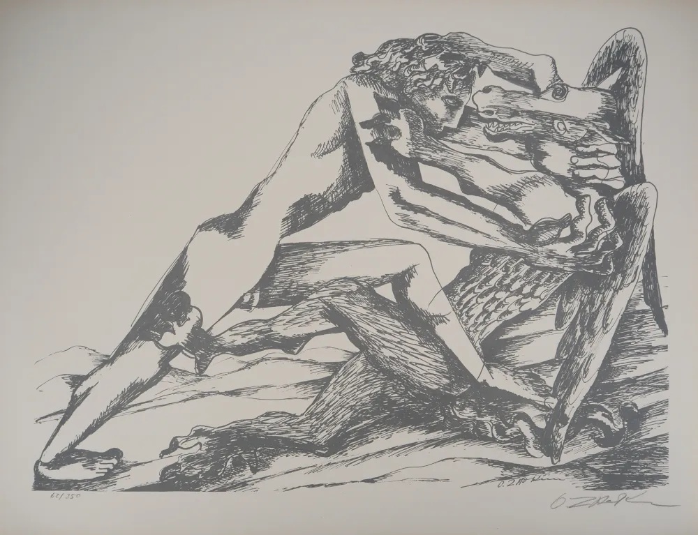 Lithograph Zadkine - Mythologie Hercule et une jument de Diomède