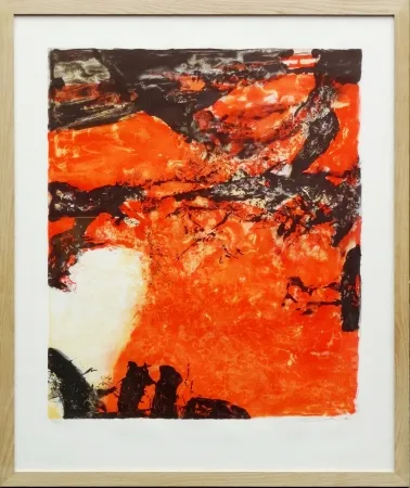 Lithograph Zao - Composition rouge et noir