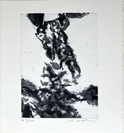Etching And Aquatint Zao - Khalil Gébrane. LE PROPHÈTE. Une eau-forte de Zao Wou-Ki signée (1992)