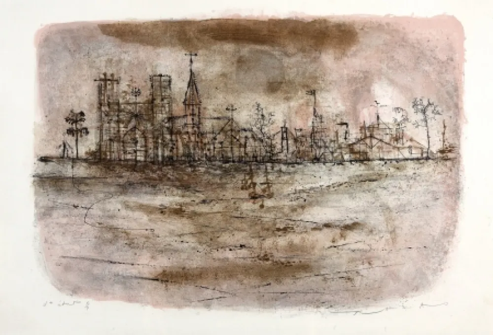 Lithograph Zao - La Cathédrale 