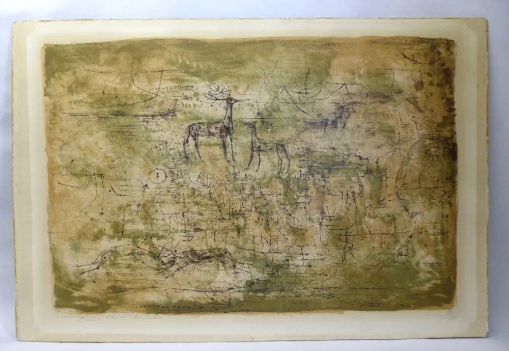 Lithograph Zao - Les cerfs