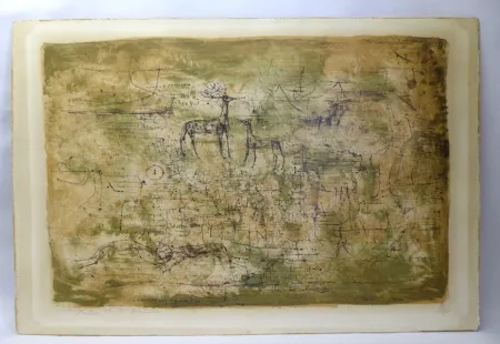 Lithograph Zao - Les cerfs