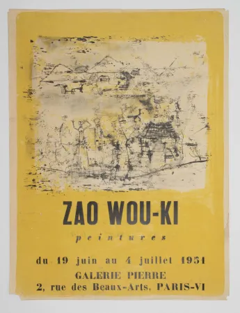Lithograph Zao - PEINTURES. Affiche pour la Galerie Pierre, Paris, 1951.