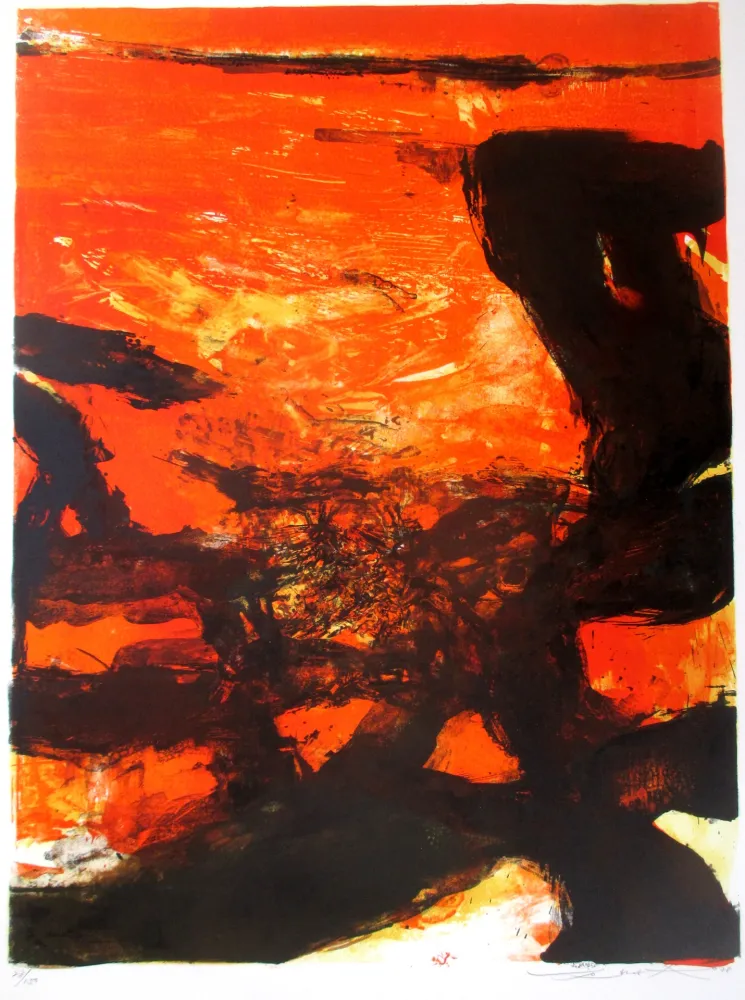 Lithograph Zao - Red composition