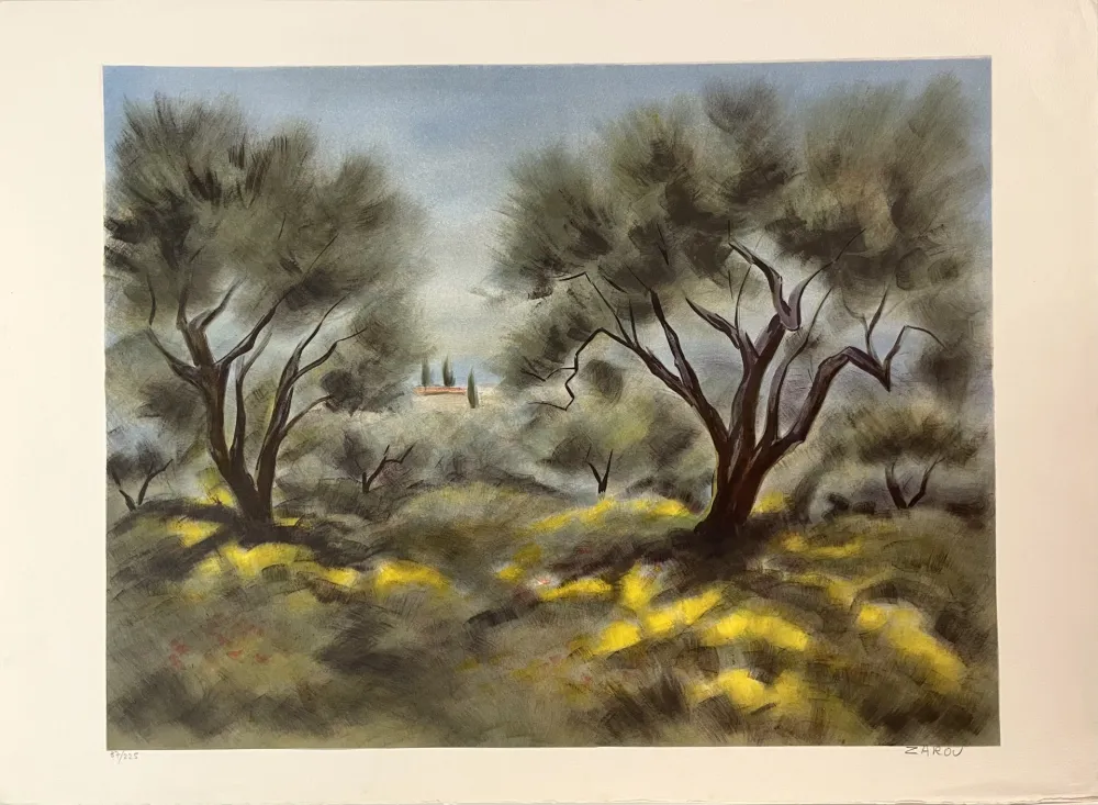 Lithograph Zarou - Les Oliviers