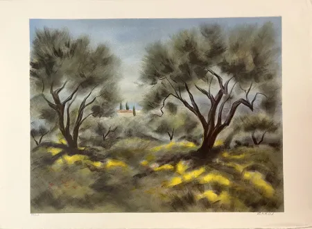Lithograph Zarou - Les Oliviers
