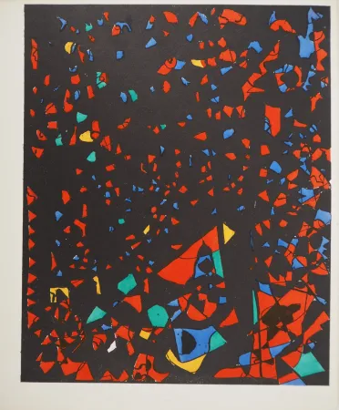 Lithograph Zeid - Couleurs sur fond noir