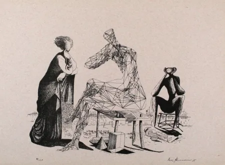 Lithograph Zimmermann - Mittag