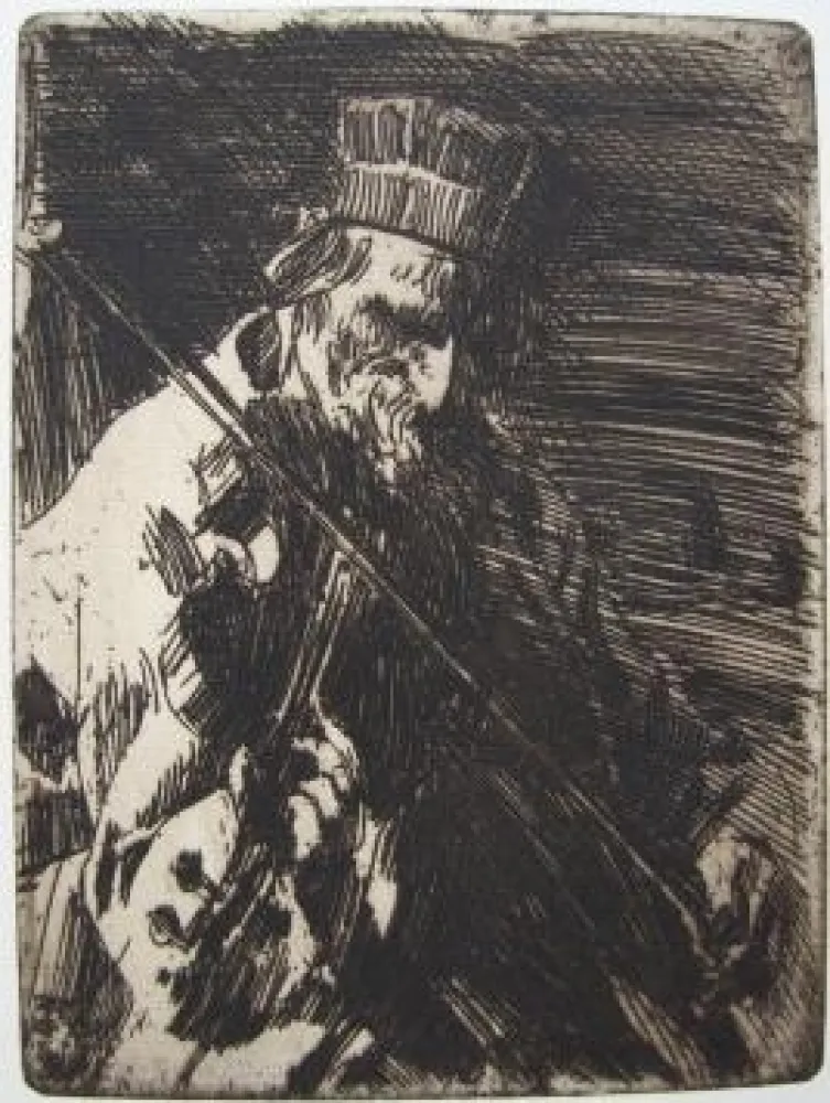 Etching Zorn - Village Violinist / Musicien de village