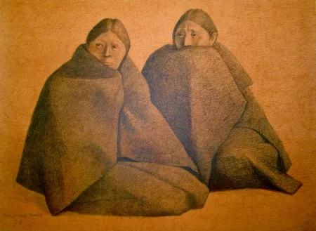 Lithograph Zuniga - Chamulas (Red)