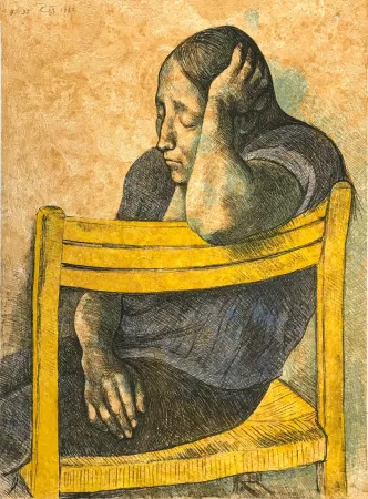 Lithograph Zuniga - MUCHACHA EN UNA SILLA