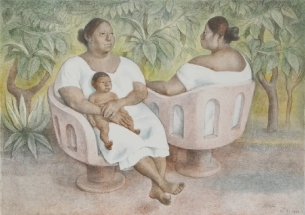 Lithograph Zuniga - Yucatecas en la Parque