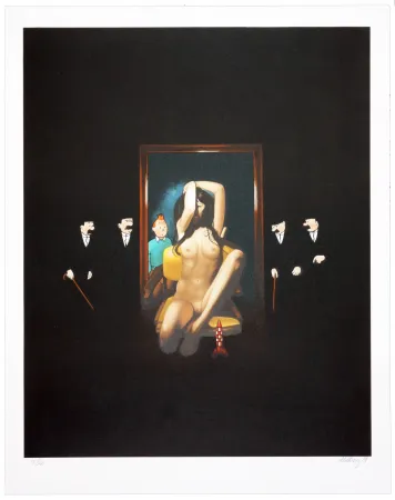 Lithograph Ahlberg - Behind the mirror