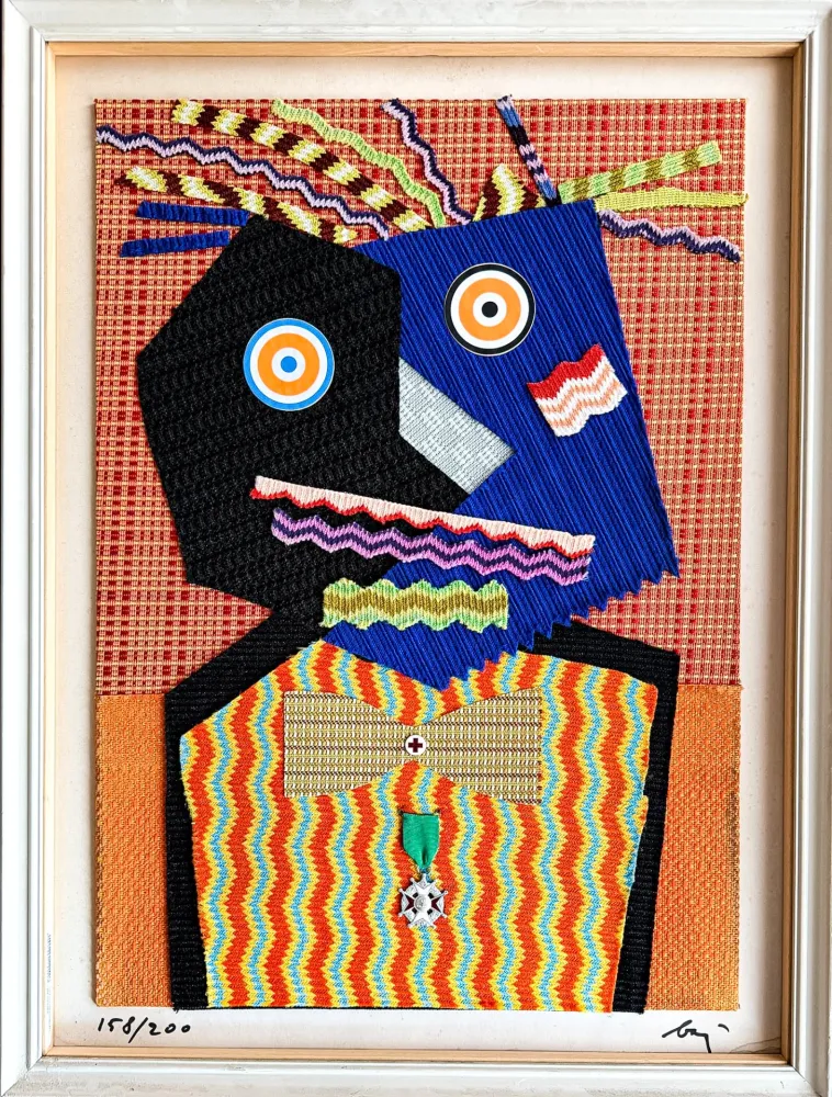 Multiple Baj - Enrico Baj (1924-2003) – Mr. Dupont De Nemours – Fabrics and collage on board – 1969