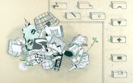 Lithograph Bertholo - Composition, 1964