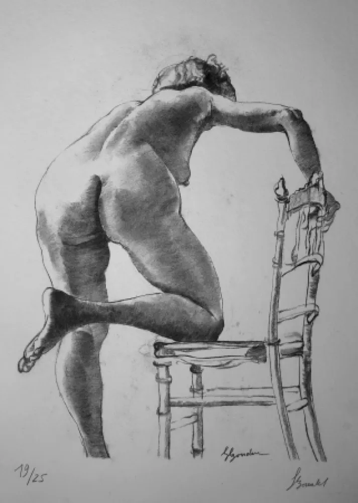 Lithograph Bonabel - Louis-Ferdinand Céline - Nu Feminin / Female Nude - 1938