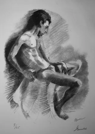 Lithograph Bonabel - Louis-Ferdinand Céline - NU MASCULIN / MALE NUDE - 1938