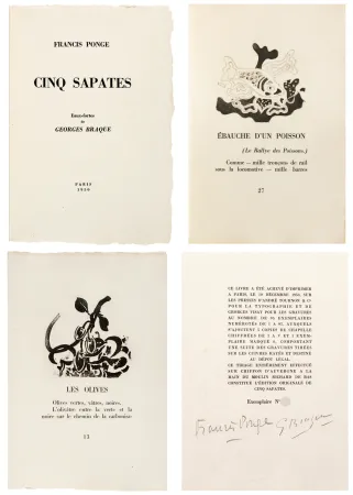 Illustrated Book Braque - F. Ponge. CINQ SAPATES. 5 eaux-fortes de Georges Braque (1950)