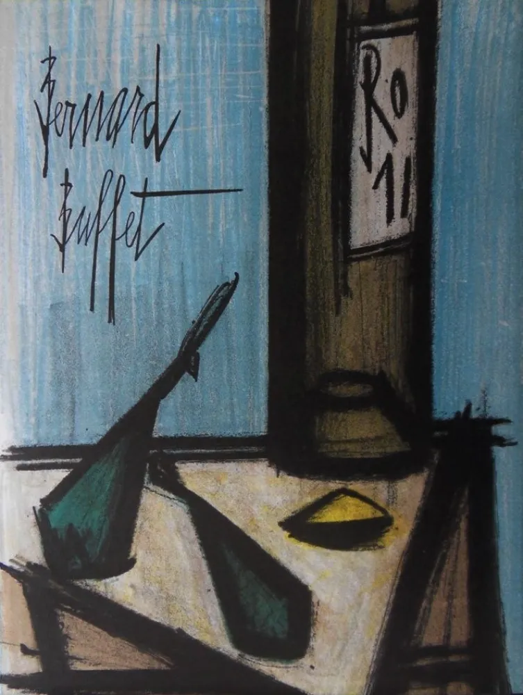 Lithograph Buffet - Nature morte à la bouteille