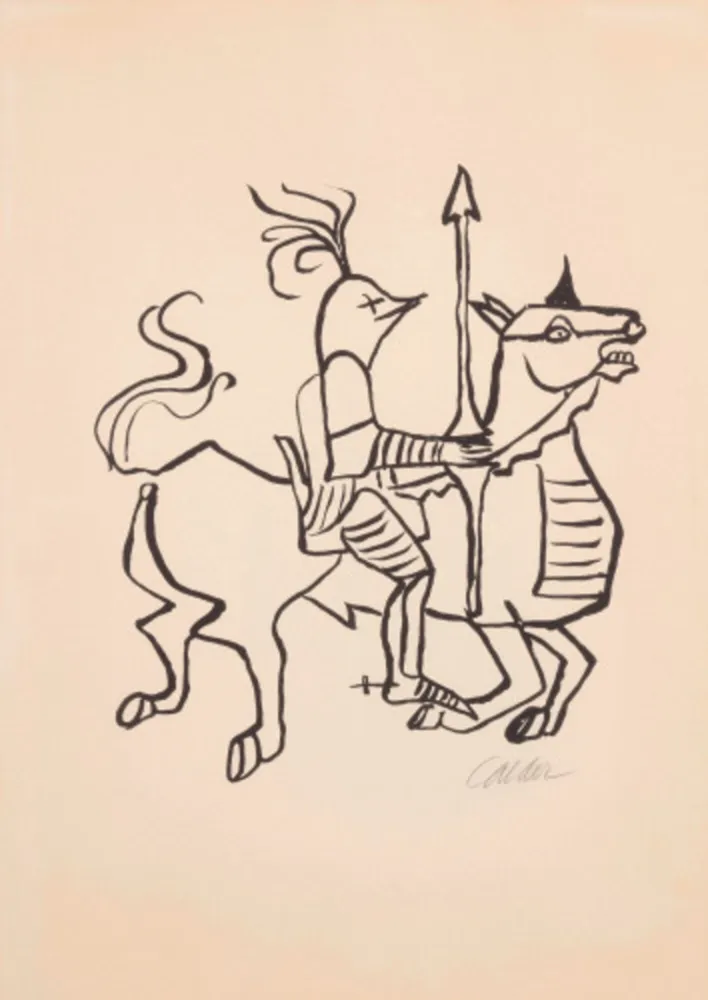 Lithograph Calder - Le Chevalier