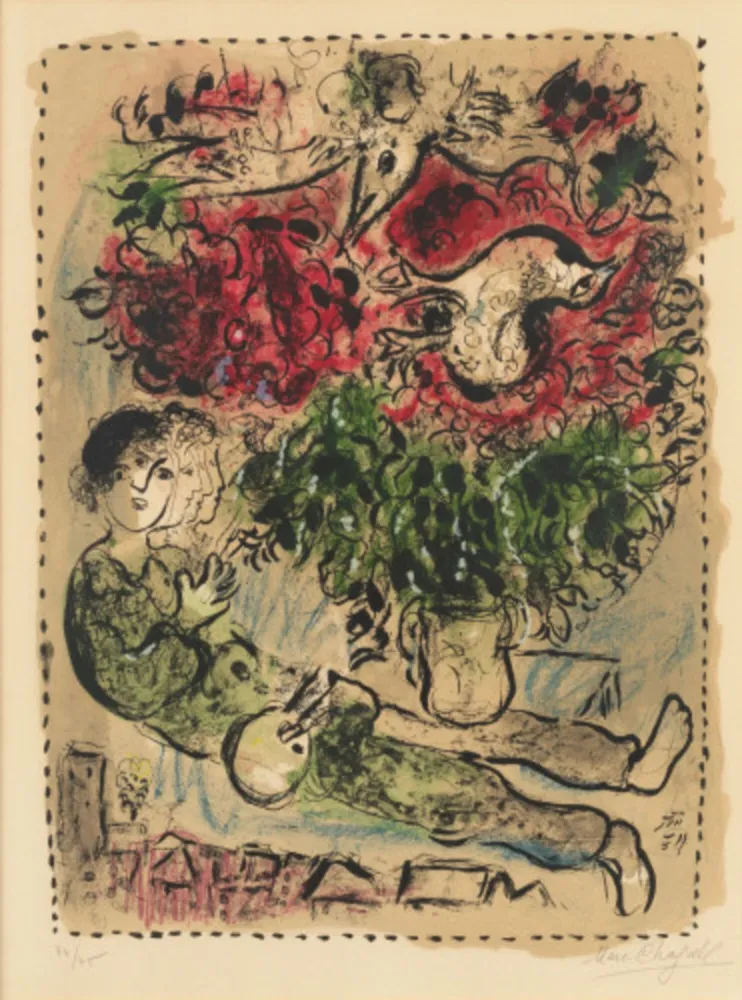 Lithograph Chagall - Le Bouquet du Peintre (Mourlot 483)