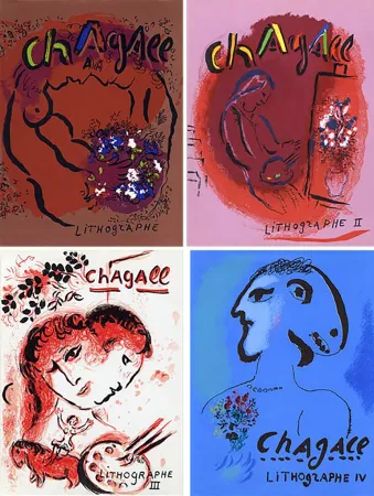 Illustrated Book Chagall - Mourlot & Sorlier : Chagall lithographe I à IV,  avec 28 LITHOGRAPHIES ORIGINALES