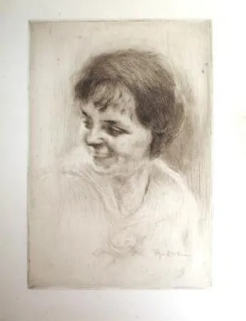 Drypoint Chahine - La rieuse