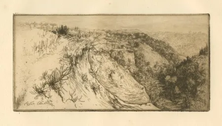 Etching Chahine - La vallée fertile, près Monte Oliveto Maggiore