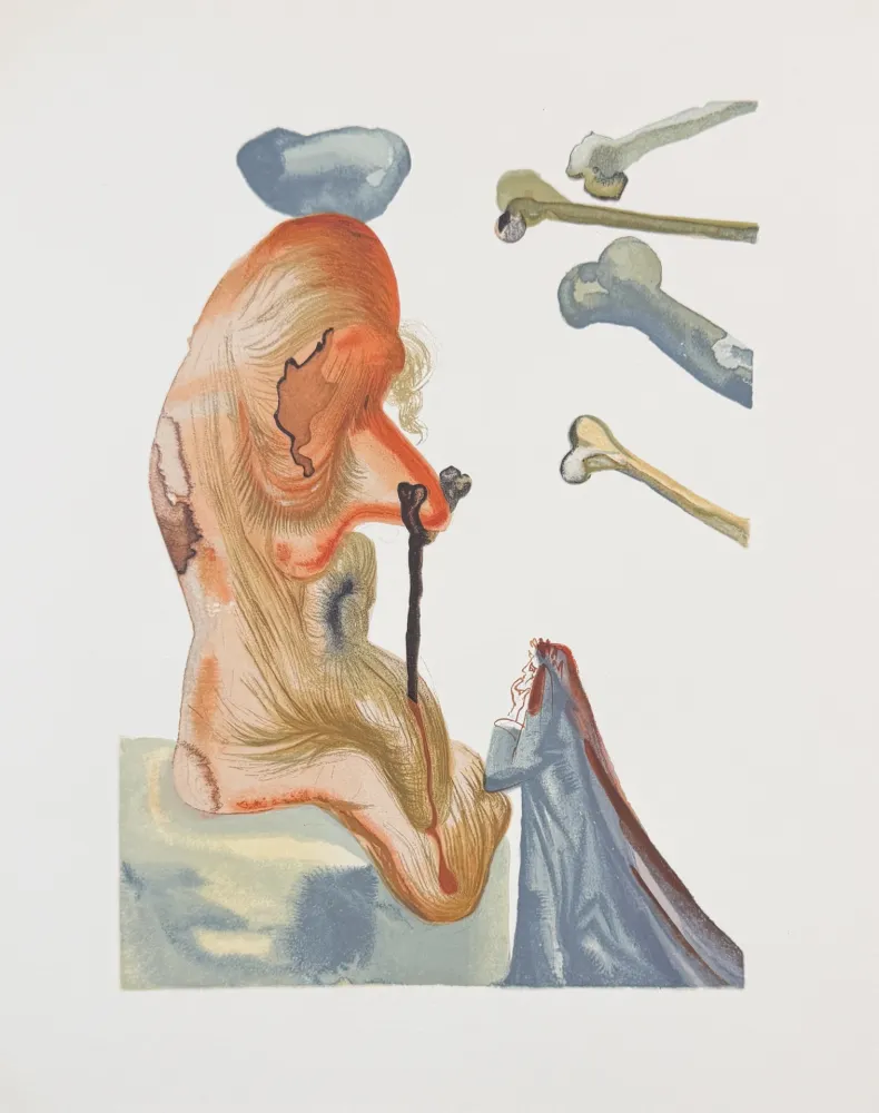 Woodcut Dali - Divine Comedy Hell Canto 20 Decomposition 