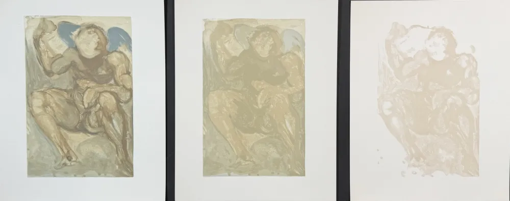 Woodcut Dali - Divine Comedy Purgatory Canto 15 Decomposition (3 Pieces)