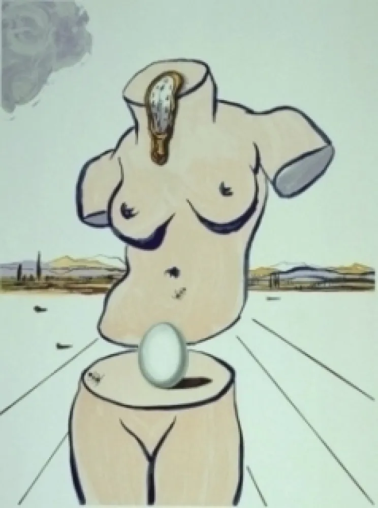 Lithograph Dali - Retrospective II : The Birth of Venus (Torso)
