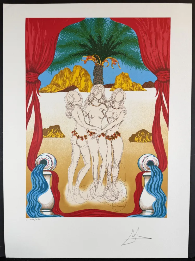 Lithograph Dali - The Three Graces of Hawaii