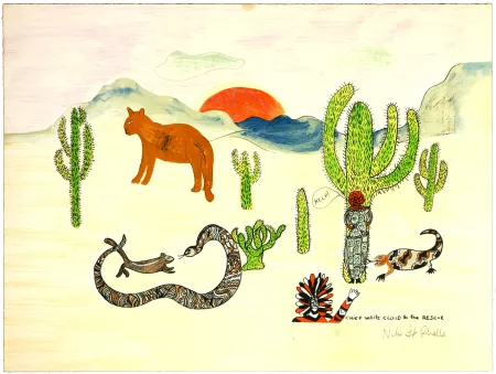 Lithograph De Saint Phalle - Chief white cloud to the rescue