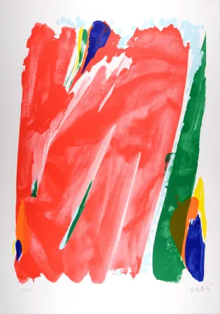 Lithograph Debré - Le Rideau rouge (Centenary of the Olympic Games in Barcelona), 1992.