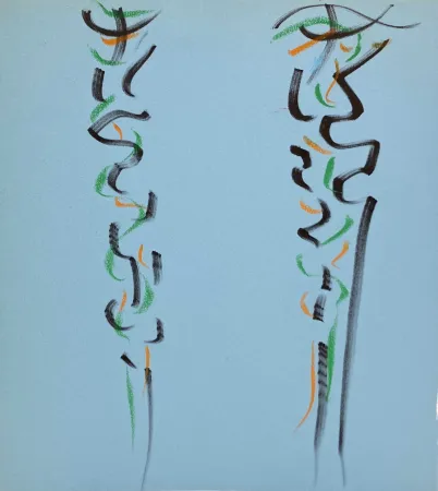 No Technical Debré - Pastels sur papier bleu, 1991. 
