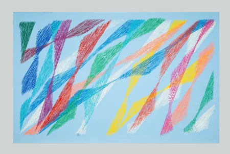 Screenprint Dorazio - Composizione azzurra