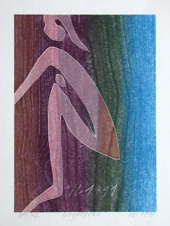 Woodcut Eggenschwiler - Vogelfrau