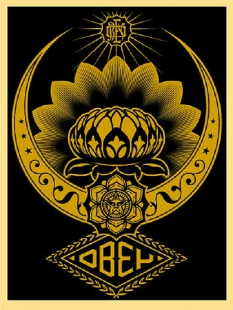 Screenprint Fairey - Lotus Ornament Gold 