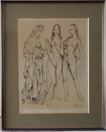 Lithograph Foujita - Les Trois Graces