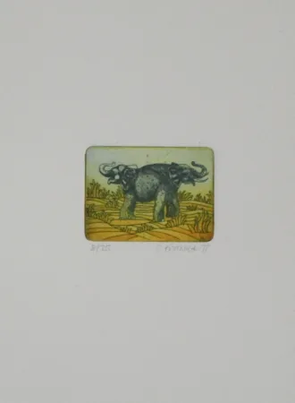 Etching And Aquatint Franke - Elefanten