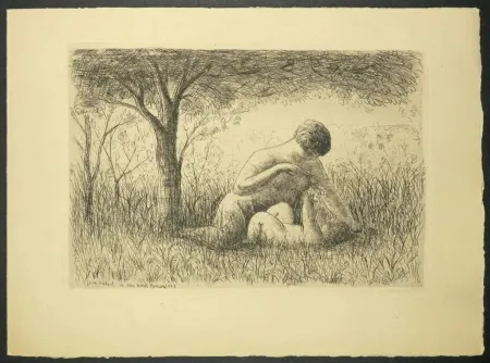 Etching Frélaut - Mère et enfant