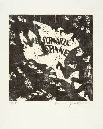 Woodcut Gentinetta - Die schwarze Spinne. 