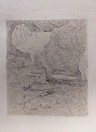 Etching Guiguet - L'Enfant à la Bouteille